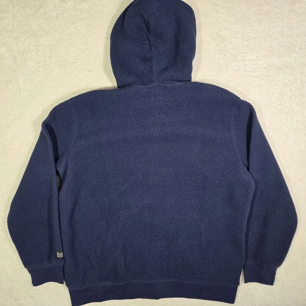 Levi's Mens Large Standard Fit Sherpa Full Zip Hooded Jacket Hoodie Navy Blue L